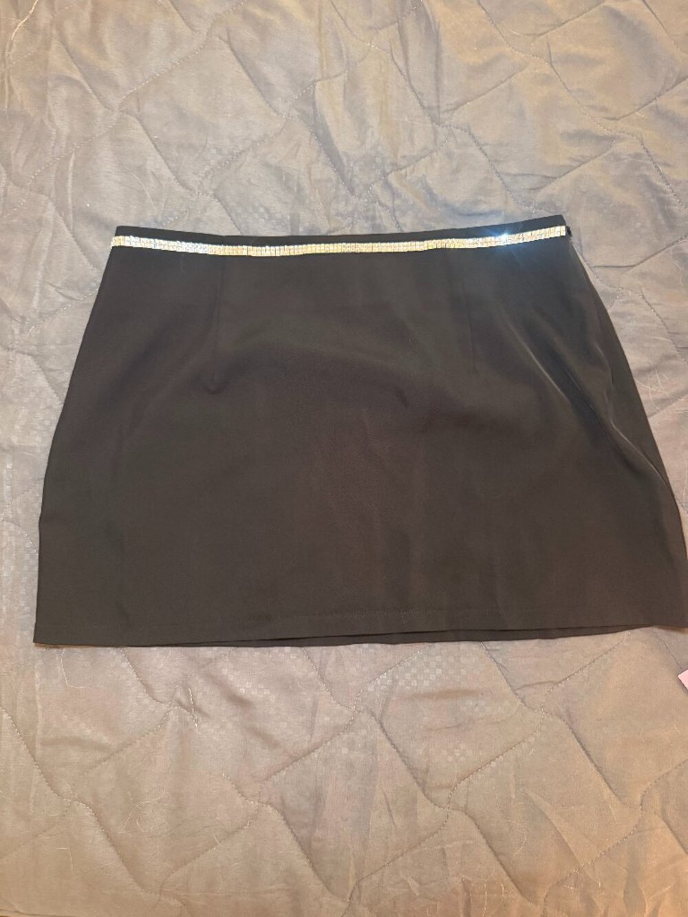 PrettyLittleThing Rhinestone Trim Mini Skirt | Women's size 12